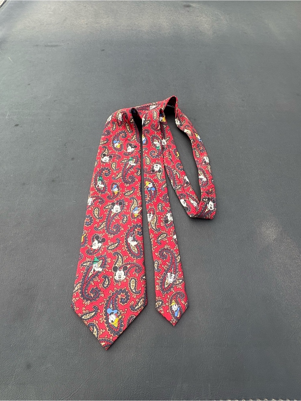 Vintage Disney Mickey Unlimited Tie by Balancine Inc. Red Paisley Necktie Silk